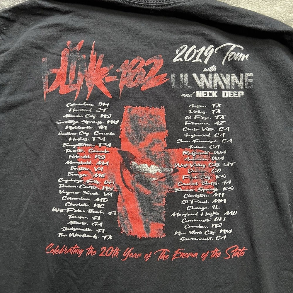 Blink 182 Lil Wayne 2019 Tour T-Shirt Large Black Band Tee Enema of the State - Picture 6 of 6